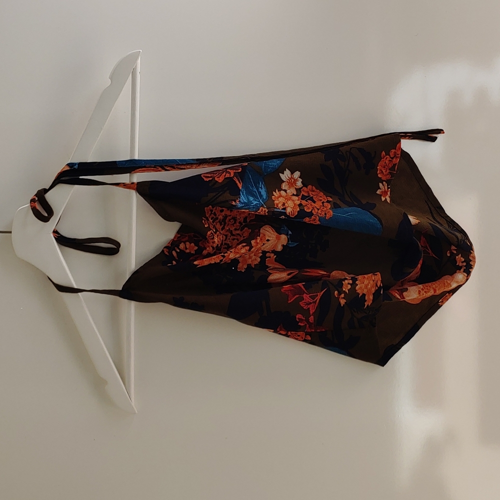 Nasty Gal Halter Tie Open Back Floral Green Backless Summer